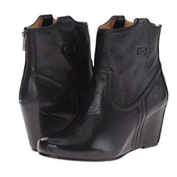 Frye Shoes - Frye Black Carson Wedge Bootie 7